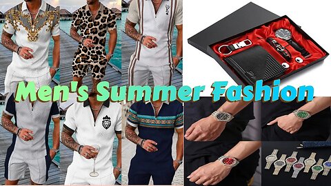 Men's summer Fashion 3D Printed T-shirt sets and watches gift 📦✈️🌎 worldwide shipping ♡Dampi Shopi