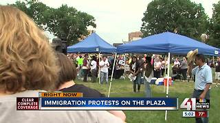 Protesters on the Plaza rally for Immigrants