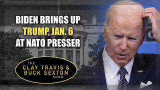 Biden Brings Up Trump, Jan. 6 at NATO Presser