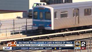 MTA Metro SubwayLink train leaves four cars behind on track in Owings Mills