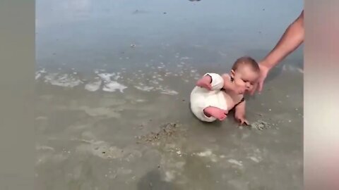 Try Not To Laugh Funniest Babies on the Beach Pew Baby 4