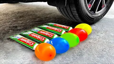 EXPERIMENT: Car vs Toothpaste and Balloons. |