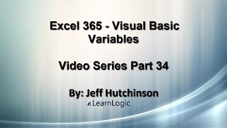 Excel 365 Visual Basic Part 34 – Variables