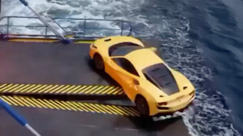 Supercar almost dropped into the ocean