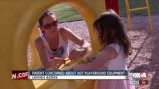 Two-year-old burns hands on slide