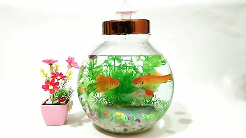 How to Make Mini Aquarium with hot glue pond at home