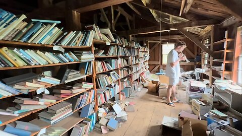 Exploring an Abandon Barn Filled With Books