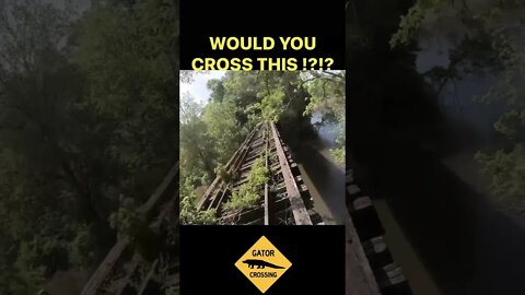 Abandoned railroad bridge over gator swamp