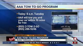 AAA offering Tow To Go for Memorial Day weekend