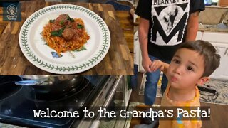 Zane joined Chief to make Grandpa's Pasta in the Galley