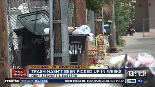 Trash piling up near downtown Las Vegas