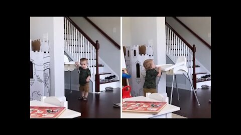 Baby hilariously makes it very clear he's hungry