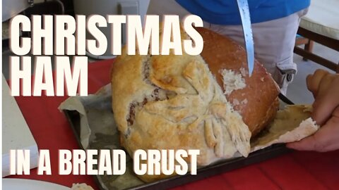 Christmas ham, wrappedd in bread crust