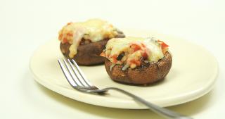 Couscous-Stuffed Portobello Mushroom Caps with Mozzarella