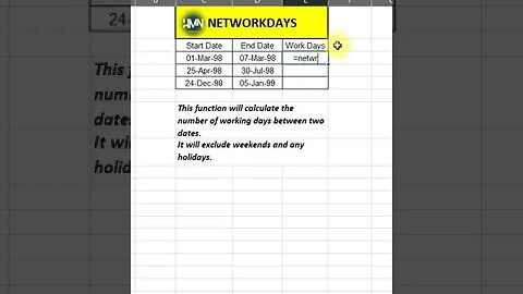 "Excel Magic 📊✨: Mastering the Art of Counting Workdays! 🗓️💼 #ShortsTutorial" #network #days #excel