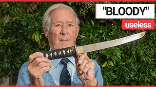 Police tell OAP they are too busy to collect a blood-stained sword thugs dumped in his hedge