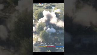 Footage of the Ukrainian artillery strike a Russian MBT #shorts