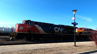 CN 3186 & KCS 4012 Engines Manifest Train Eastbound In Ontario