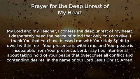 Prayer for the Deep Unrest of My Heart (Prayer for Peace of Mind)