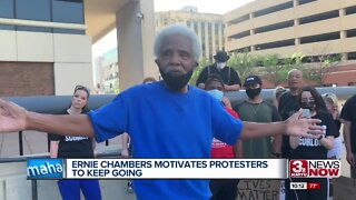 Ernie Chambers motivates protesters to keep going
