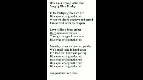 Elvis Presley - Blue Eyes Crying in the Rain by SRM