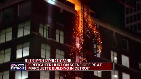 Crews fight fire at Marquette Building in downtown Detroit