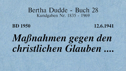 BD 1950 - MASSNAHMEN GEGEN DEN CHRISTLICHEN GLAUBEN ....