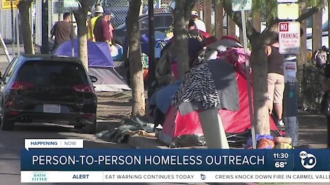 Person-to-person homeless outreach effort begins in downtown San Diego