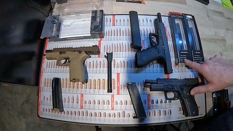 3 Handguns, many options. Glock M35, Sig P226, and Sig M17.