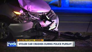 Stolen car crashes during police pursuit