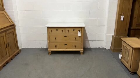 Marble Top Edwardian Pine Chest Of Drawers (W3957B) @PinefindersCoUk