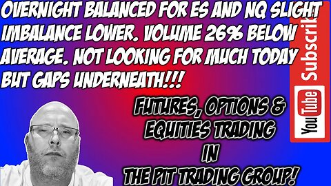 ES NQ Balance Overnight On Low Volume - Premarket Trade Plan - The Pit Futures Trading