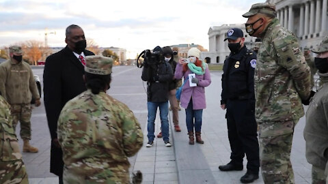 U.S. Secretary of Defense Visits National Guard Personnel at Capitol