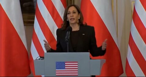 Kamala Harris Laughs at the Absolute Worst Time During Visit with Polish President