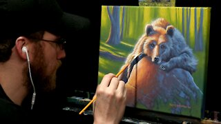 Acrylic Wildlife Painting of a Napping Bear - Time-lapse - Artist Timothy Stanford
