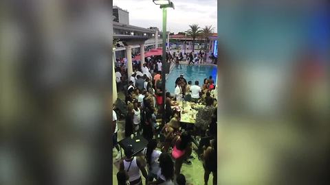 Video shows chaos after shots are reportedly fired at "celebrity" pool party at Clarion in Brandon