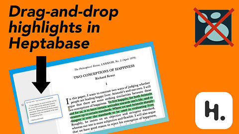 Drag-and-drop PDF highlights in HEPTABASE (better than Logseq, kind of like Marginnote)