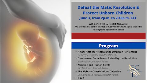 Webinar: Defeat the Matić Resolution & Protect unborn children