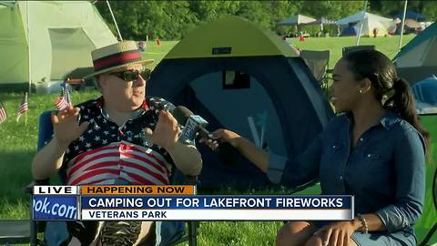 Folks camp out for lakefront Fourth of July fireworks