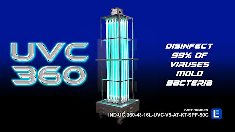 UVC Light Sanitation Cart - Kills 99% of Viruses 12,800 sq. ft. Area Shatterproof Bulbs
