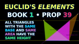 All triangles with equal base and equal area have equal height | Euclid's Elements Book 1 Prop 39