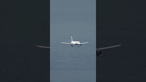 Approach over bay for Landing at Gibraltar Airport