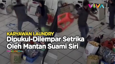 CCTV Karyawan Laundry Dianiaya Secara Sadis, Setrika Panas Melayang