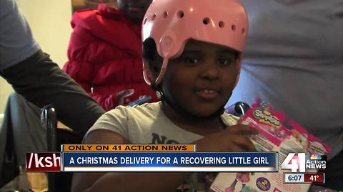 Little girl who was shot surprised with presents