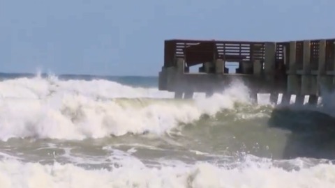 High surf and dangerous conditions along the beach