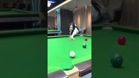 Hot Chinese Girl Pockets The Eight Ball With Authority