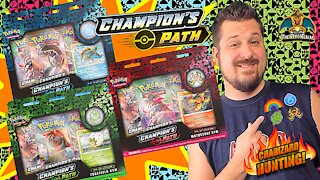 Champion's Path Gym Pin Collection Set | Charizard Hunting | Pokemon Cards Opening