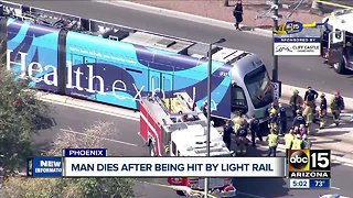 Man dies after being struck by light rail in Phoenix