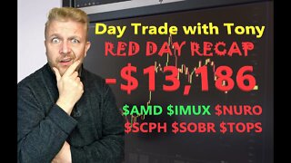 Day Trade With Tony RED DAY Recap -$13,168. Trading 6 Stocks