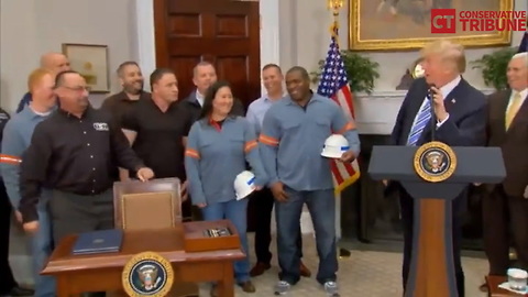 Sick: Perverse Media Mocks Trump for Honoring, Respecting Blue-Collar Steel Worker